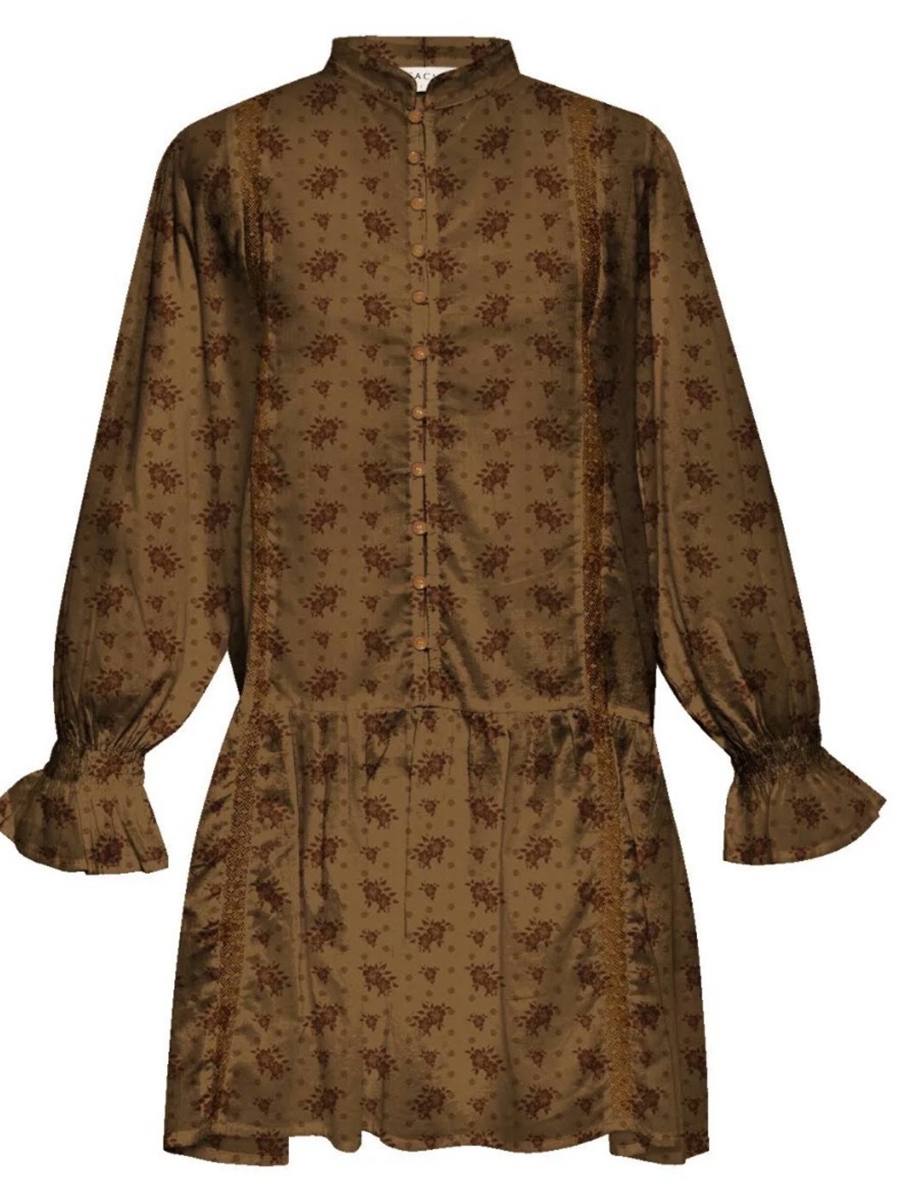 Acacia Swimwear M Freya Aimi brown Floral Long-Sleeve Dress New with Tags